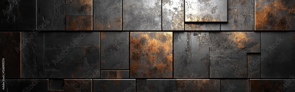 Fototapete metallic background blending deep gray tones with subtle golden highlights across a textured surface