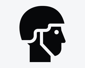 Head Protection Helmet Hard Hat Bicycle Man Sport Skateboard Strap Side View Black White Icon Sign Symbol Graphic Illustration Vector