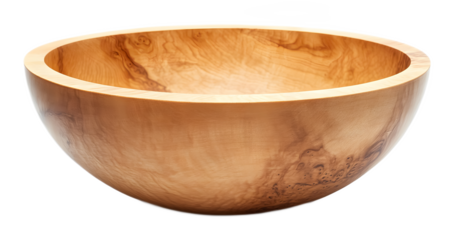 Maple wood mixing bowl on a transparent background. isolated background.