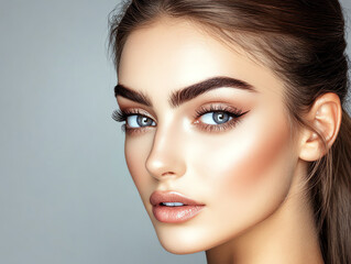 Fototapeta premium A close-up portrait of a woman with stunning features.