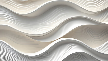 Obraz premium Stylish and modern minimalist seamless white wave texture pattern background with monochromatic color scheme. Abstract White Wave Forms background