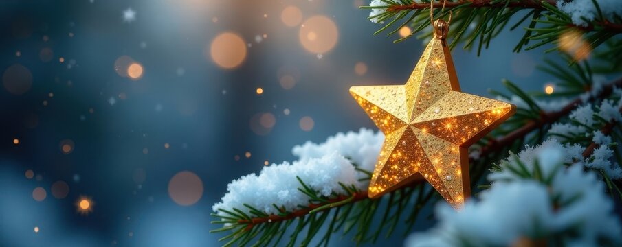 Vibrant Christmas Tree with Gold Star on Green Background - Free Stock ...