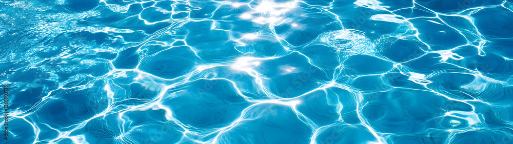Aufkleber Captivating abstract background of a tranquil and serene rippling blue water surface with reflections in a swimming pool or natural pond  The calming and refreshing scene evokes a sense of relaxation