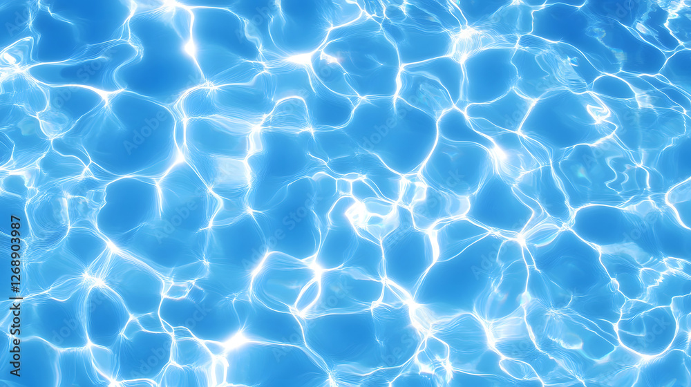 Poster Captivating abstract background showcasing a mesmerizing blue water texture with flowing light reflections and rippling patterns