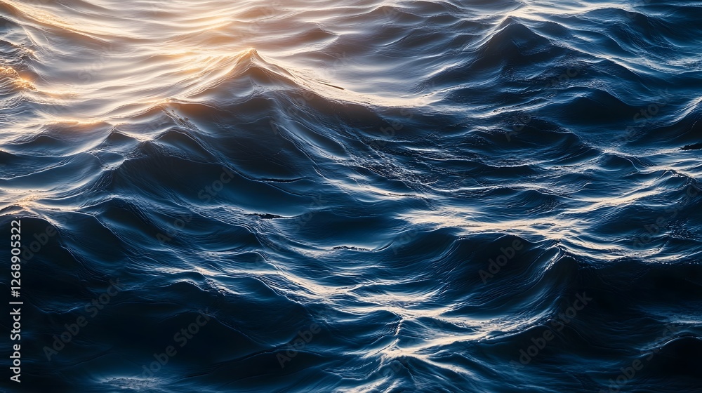 Poster Captivating abstract image of shimmering ocean waves with mesmerizing patterns and dynamic movement creating a dreamlike and ethereal seascape