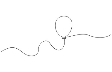 Obraz premium Single line drawing of a balloon, Continuous Line Drawing of Party Balloon Icon. Hand Drawn Symbol Vector Illustration.