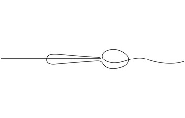 Spoon fork place mat one line drawing continuous, Single one line drawing spoon. Tableware concept. Continuous line draw design graphic vector illustration.