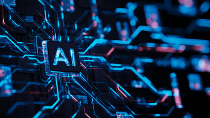 AI concept Artificial Intelligence technology circuit motherboard chip computer design machine deep...