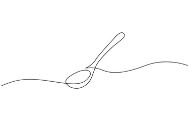 Spoon fork place mat one line drawing continuous, Single one line drawing spoon. Tableware concept. Continuous line draw design graphic vector illustration.
