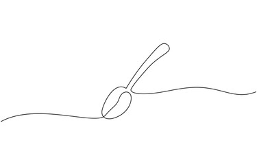 Obraz premium Spoon fork place mat one line drawing continuous, Single one line drawing spoon. Tableware concept. Continuous line draw design graphic vector illustration.