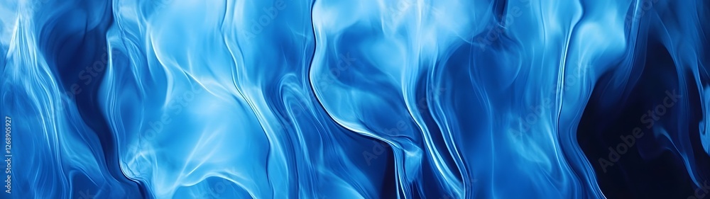 Poster Captivating blue fluid motion waves forming a mesmerizing abstract digital art background with swirling dynamic patterns and colors  The image evokes a sense of tranquility energy