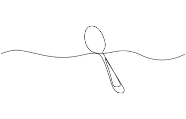 Spoon fork place mat one line drawing continuous, Single one line drawing spoon. Tableware concept. Continuous line draw design graphic vector illustration.