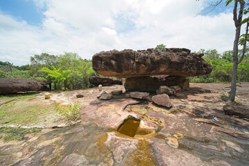 Phu Prabhat Historical Park. he is located between Udon Thani and Nong Khai, in north east thailand. a very nice place to visit if u are around.
