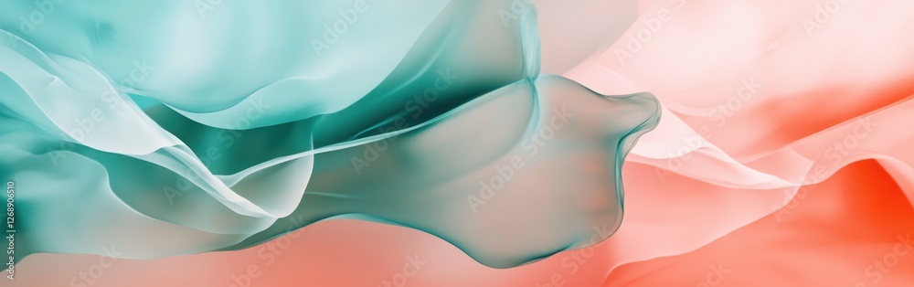 Leinwandbilder modern abstract composition featuring fluid shapes in turquoise and coral colors creating a serene v