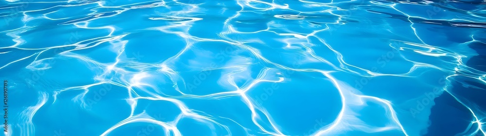 Poster Captivating scene of a serene and tranquil swimming pool with crystal clear blue water creating mesmerizing rippling reflections and a peaceful calming atmosphere  Perfect for relaxation vacation