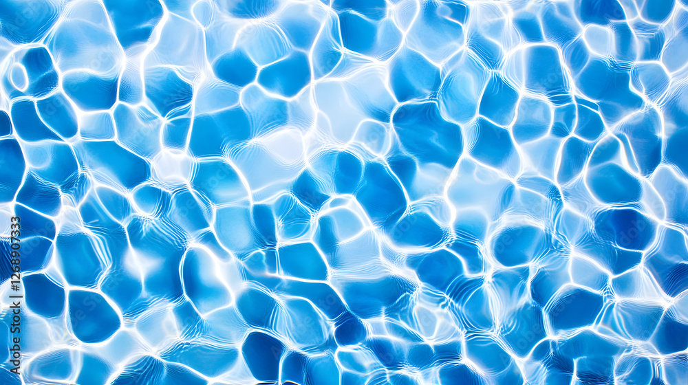 Aufkleber Captivating Underwater Abstract Reflections on a Serene Watery Surface  Tranquil blue toned image showcasing the mesmerizing patterns and textures created by light reflecting on a calm pool of water