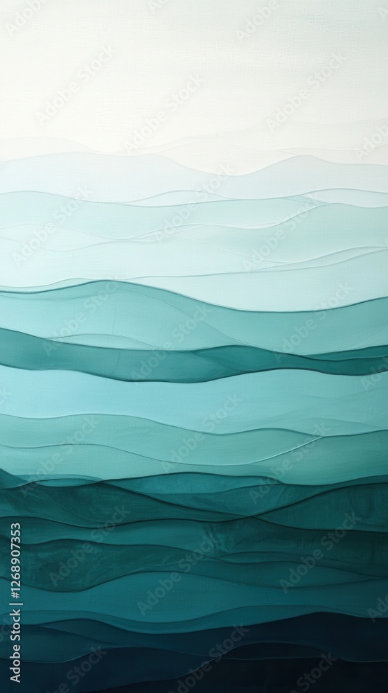 Poster calming gradient of ocean blue and seafoam green waves during a tranquil daylight setting