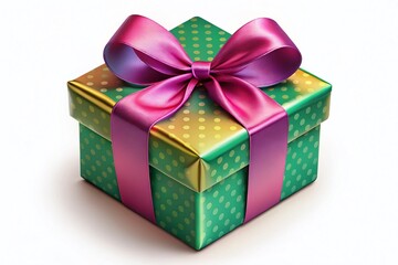 Obraz premium Elegant Gift Box with Ribbon, Isolated on White Background - Perfect for Holiday and Special Occasion Designs