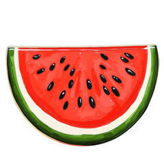 Isolated Cartoon Style Watermelon Slice