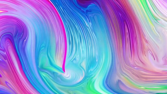 Dynamic abstract background with fluid swirling colors in blue, green, pink, and purple tones. Perfect for AI videos and digital designs.  
