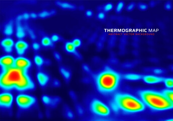 Heat map. Abstract infrared thermographic background. Temperature distribution and data analysis. Thermal imaging concept. Vector illustration.
