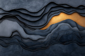 Obraz premium A multi-layered composition resembling geological strata, combining black rock-like textures and