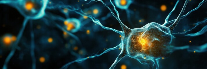 Neurons communicating in a complex neural network during an electric activity phase. Generative AI