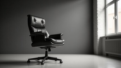 Leather seat conditioning, Minimalist studio monochrome leather chair conditioning photorealistic contrast and sheen.