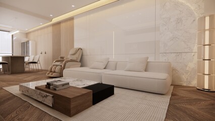 Modern Minimalist Kitchen and Dining Area