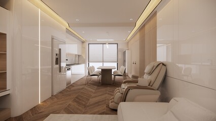 Modern Minimalist Kitchen and Dining Area