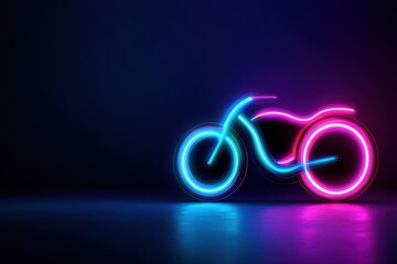 A glowing neon bicycle silhouette against a dark background, showcasing vibrant blue and pink lights, creating a modern and artistic vibe.