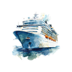 Cruise Ship Watercolor vector