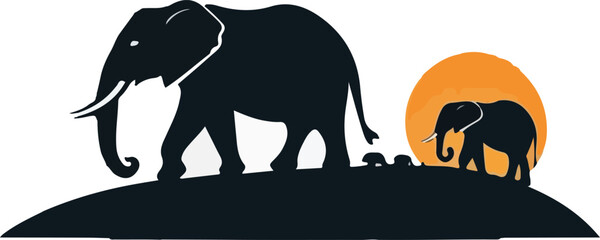 Elephant vector design, Elephant logo and icon Design, Silhouette Elephant vector design