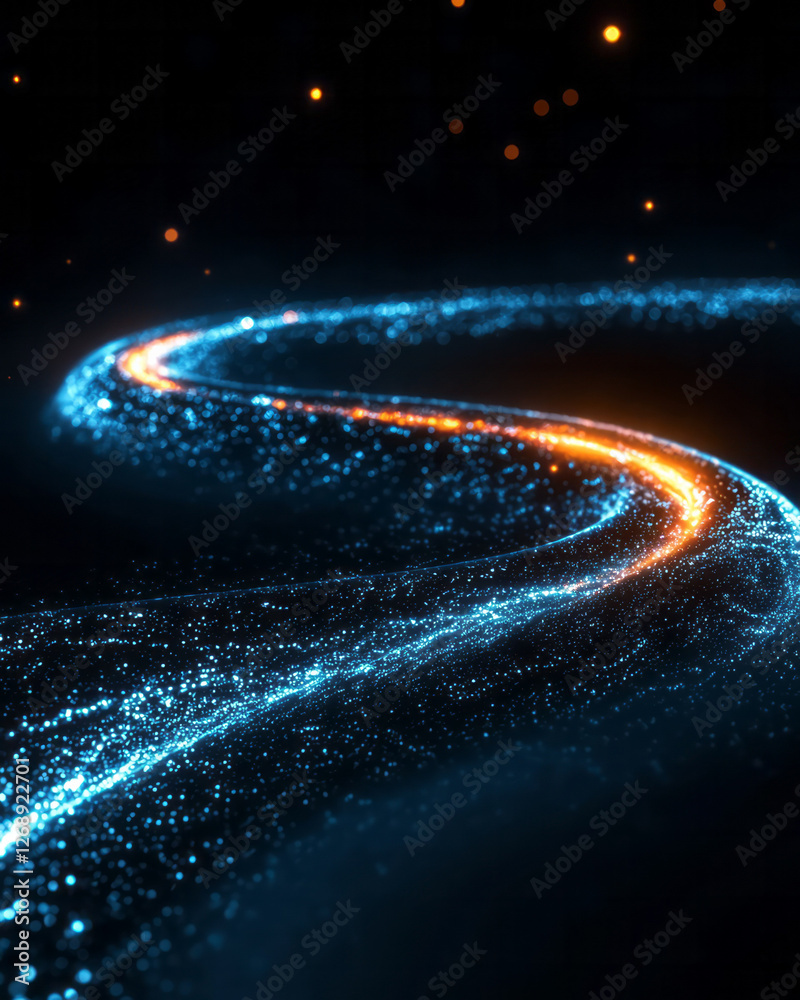 Leinwandbilder a dark, futuristic background framing a continuous loop of energy ripples along the circuitâ€™s