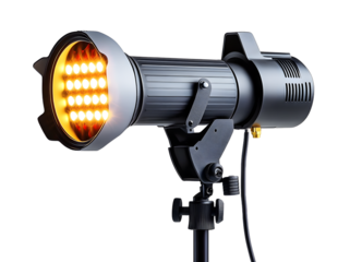 Studio lamp or stage light spotlight. COB LED spot used for studio, theatre and concert lighting.