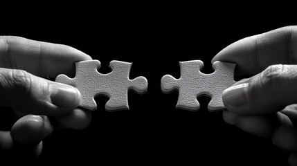 Connecting Puzzle Pieces Teamwork Solution Black White idea hands     