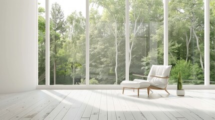 Serene Minimalist Room with Forest View