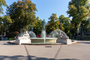 Fountain of Admiral Bruat in the Parc du Champ de Mars, Colmar © virin