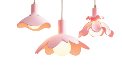 Three Pink Flower Shaped Pendant Lights Modern Home Decor Interior Lighting Fixtures