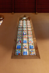 Stained glass window in the Collégiale Saint-Martin (St. Martin Collegiate Church) in Colmar,...