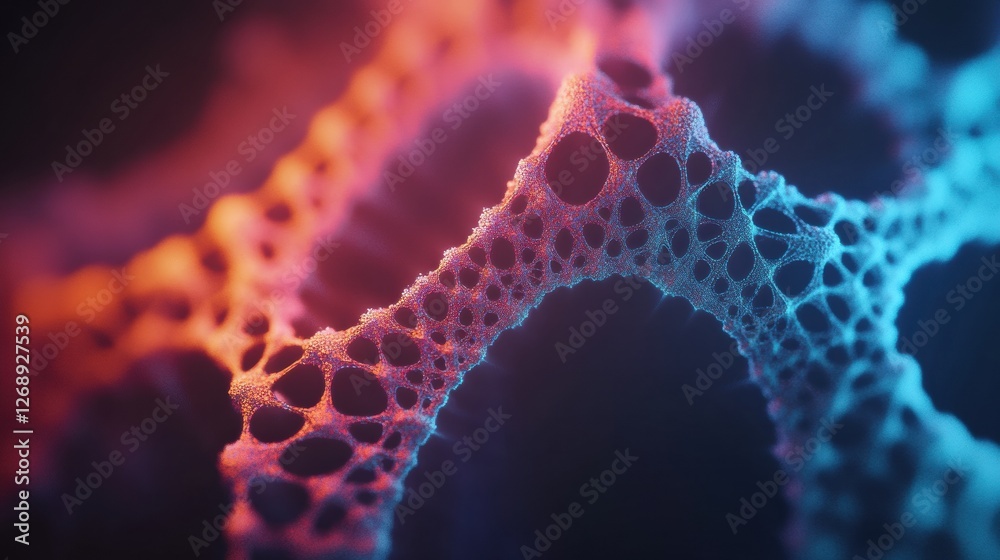 Poster Colorful abstract network structure with intricate patterns and glowing details in shades of blue and orange. Generative AI