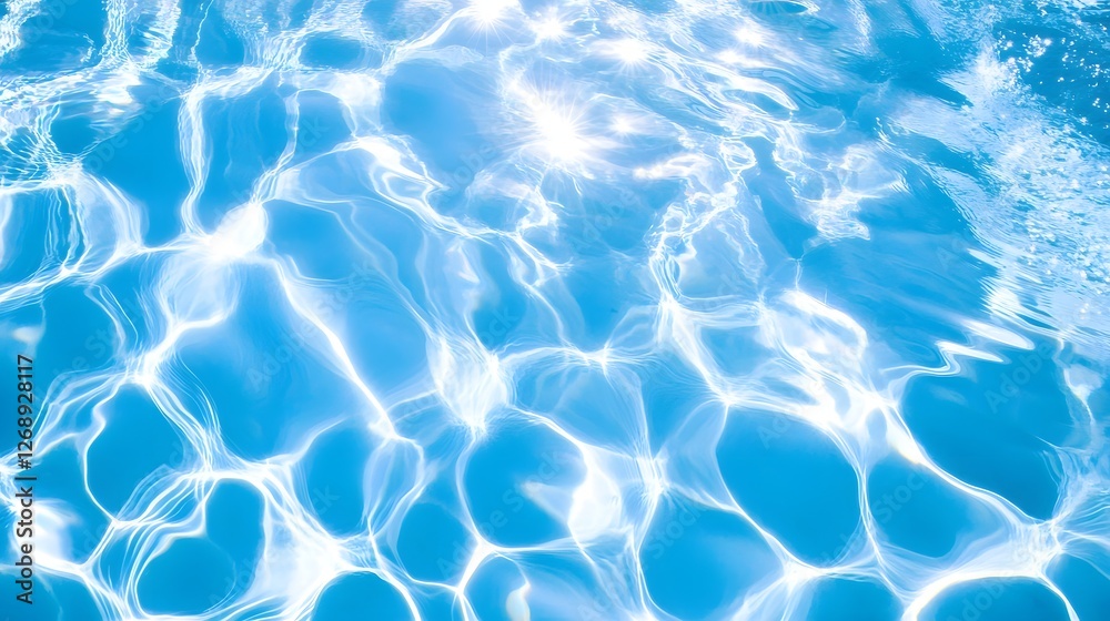 Poster Crystal clear shimmering water surface with peaceful ripple reflections creating a serene and calming background for summer vacation and relaxing activities