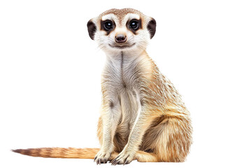 Fototapeta premium Meerkat sitting and staring on a white background. isolated background.