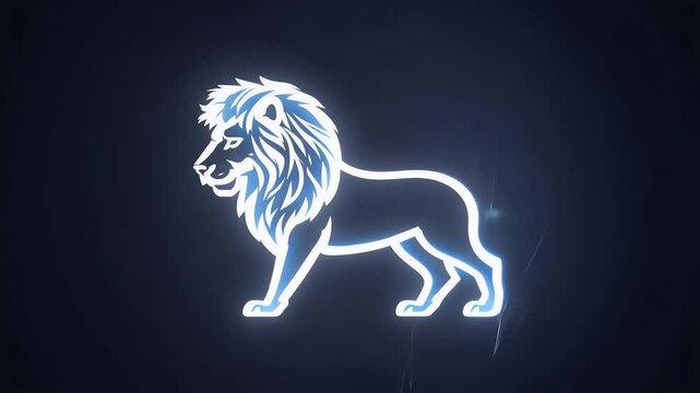 video of Leo astrological sign featuring white icon symbolic lion's mane line animation ideal horoscope predictions motion graphics olated dark background 