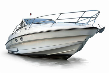 Fototapeta premium Side view of motor boat. Isolated over white background.