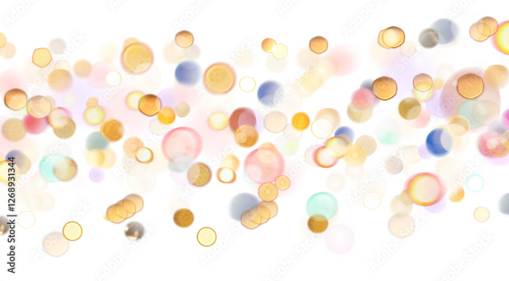 Poster blurred bokeh colors light glowing on transparent background