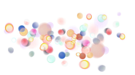 Blurred bokeh colors light glowing on transparent background