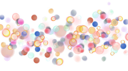 Blurred bokeh colors light glowing on transparent background