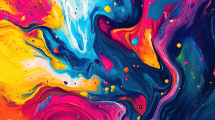 Vibrant Abstract Flowing Colors with Swirls of Yellow, Blue, Pink, and Orange Creating a Stunning Visual Experience for Artistic Design Projects and Backgrounds