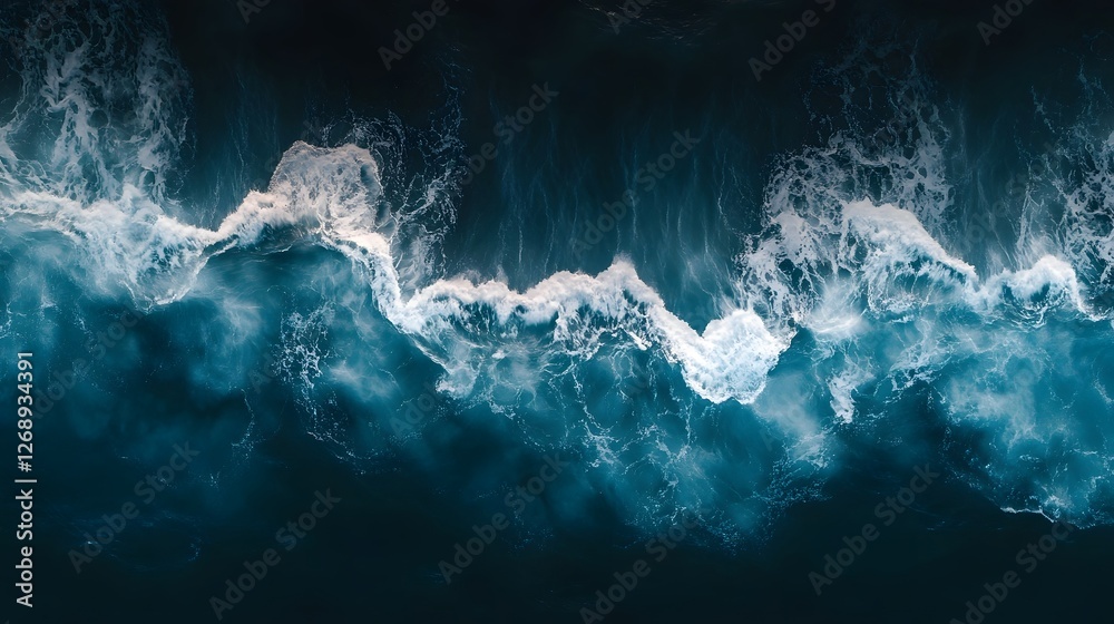Aufkleber dramatic and captivating seascape with powerful crashing waves in a vivid turquoise ocean the image 